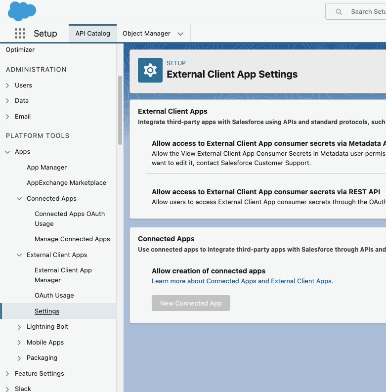 Where to find Connected App Salesforce 2025