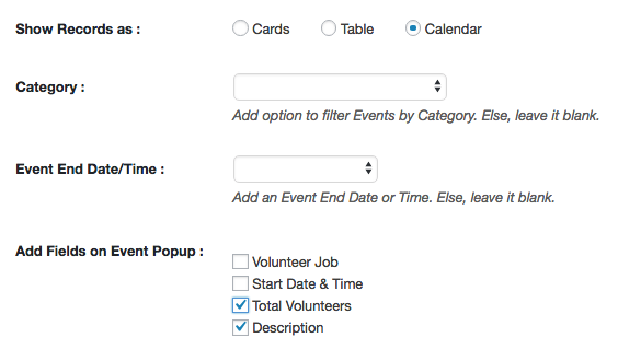 calendar popup salesforce volunteer wordpress website integration