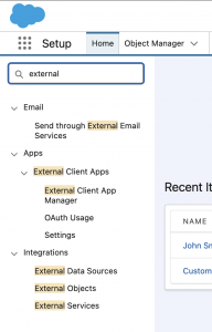 Steps to Access External Client App from Setup