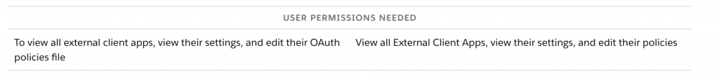 Shows Permissions to Access External Client App Settings