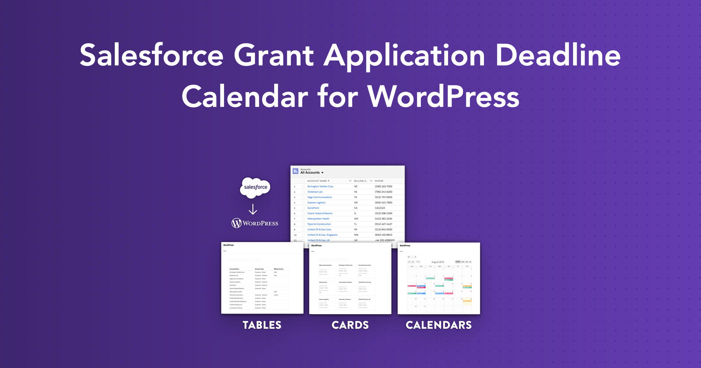 Salesforce Grant Application Deadline Calendar for WordPress | Sawfish ...